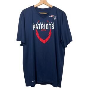 New England Patriots Shirt Mens 2XL Blue Athletic Fit Nike‎ Dri-Fit Football NFL